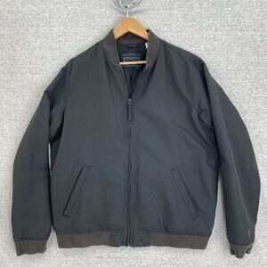 Levi Jacket Mens Large Black Bomber Full Zip Collarless Lightweight Lined